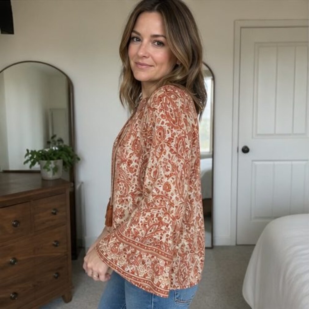 Rust Wrap Blouse - Picture 3 of 6